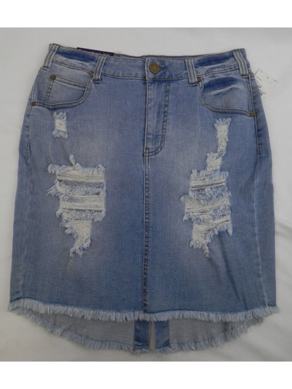 Sapphire Ink Distressed Denim Skirt Juniors Size 13 NEW Medium Wash